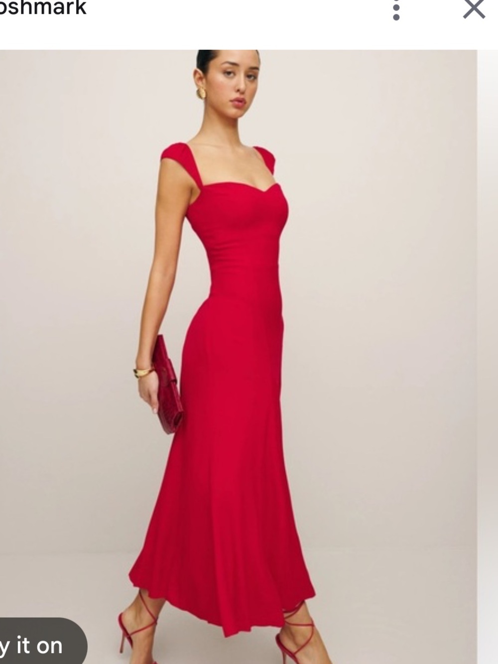 Reformation Red Sweetheart Midi Dress - Picture 2 of 5